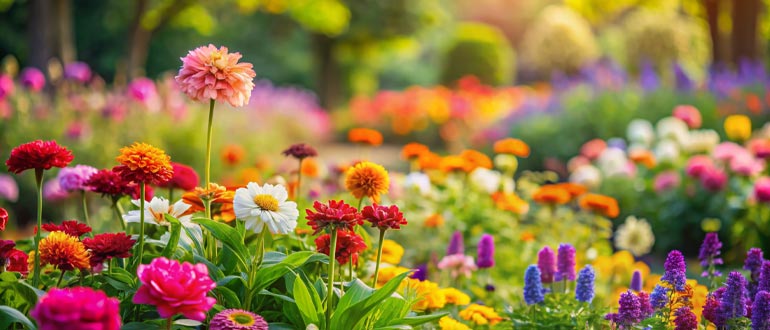 Beautiful flowers in full bloom displaying vibrant colors, delicate petals, and healthy growth in a natural garden setting.
